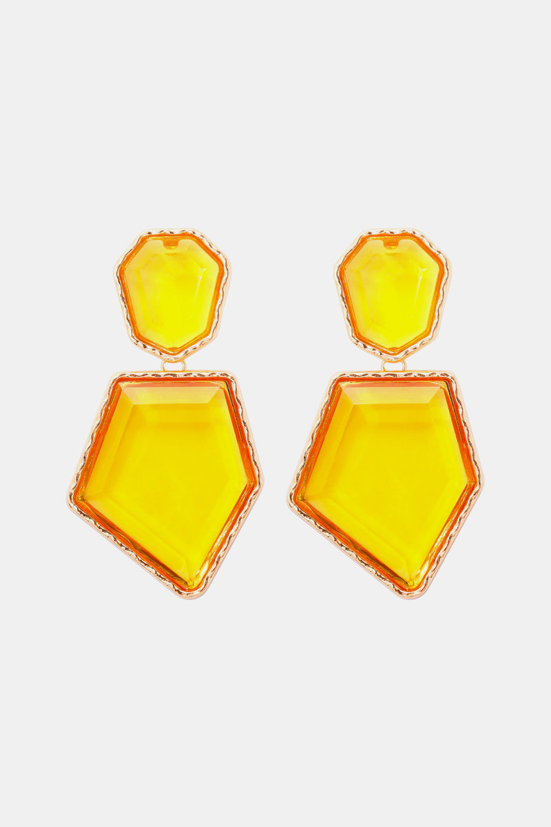 Luisa Geometrical Shape Zinc Alloy Frame Resin Dangle Earrings