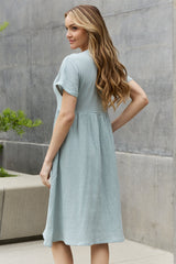 Keira Full Size Button Down Midi Dress