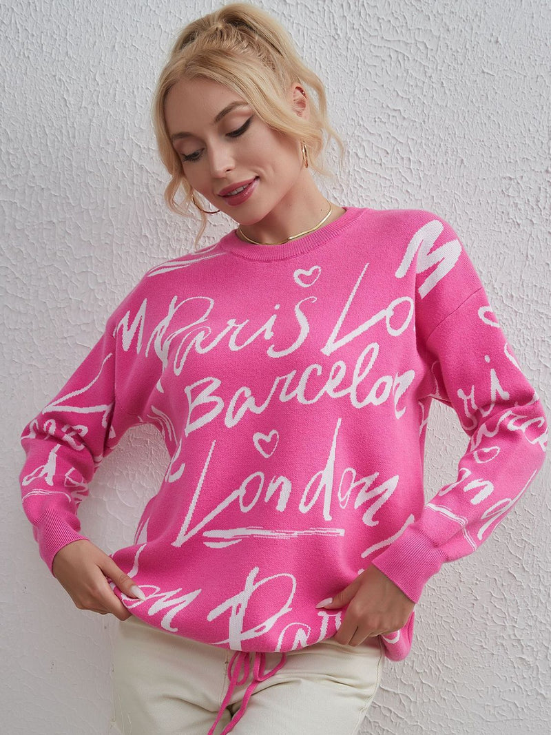 Alice Round Neck Drawstring Sweater
