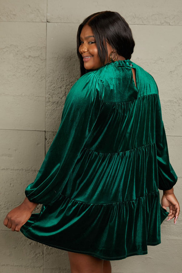 Ariella Full Size Velvet Tiered Dress