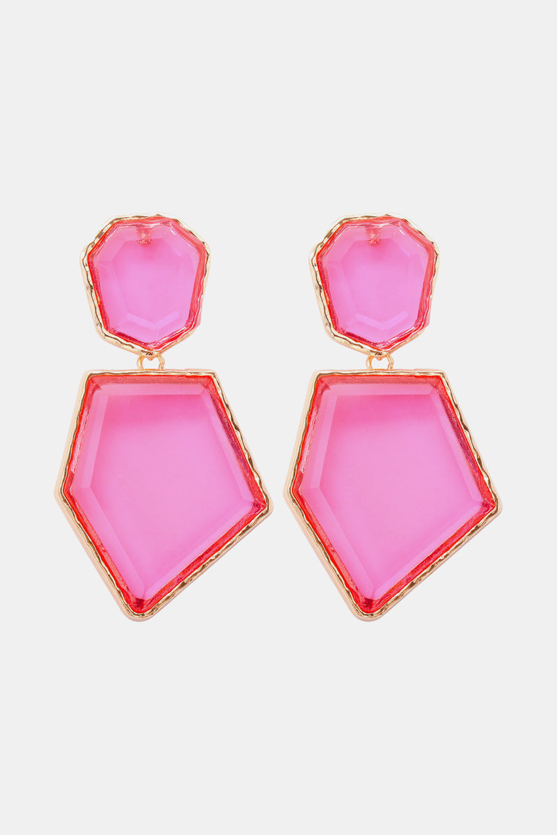 Luisa Geometrical Shape Zinc Alloy Frame Resin Dangle Earrings