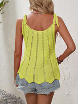 Persephone Openwork Scoop Neck Sleeveless Tank
