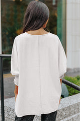 Aubriella Round Neck Dolman Sleeve Textured Blouse