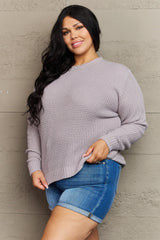 Ashlyn Plus Size High Low Waffle Knit Sweater