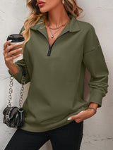 Octavia Zip-Up Dropped Shoulder Sweatshirt