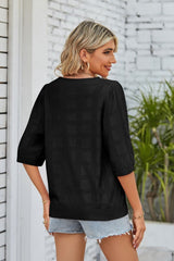 Joyce Ribbed Trim Round Neck Knit Top