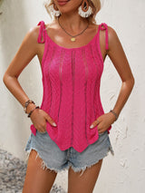 Persephone Openwork Scoop Neck Sleeveless Tank