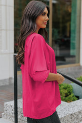 Aubriella Round Neck Dolman Sleeve Textured Blouse