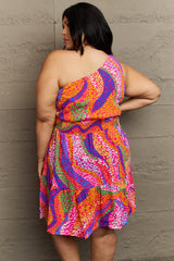 Betsy Plus Size One Shoulder Mini Tiered Dress