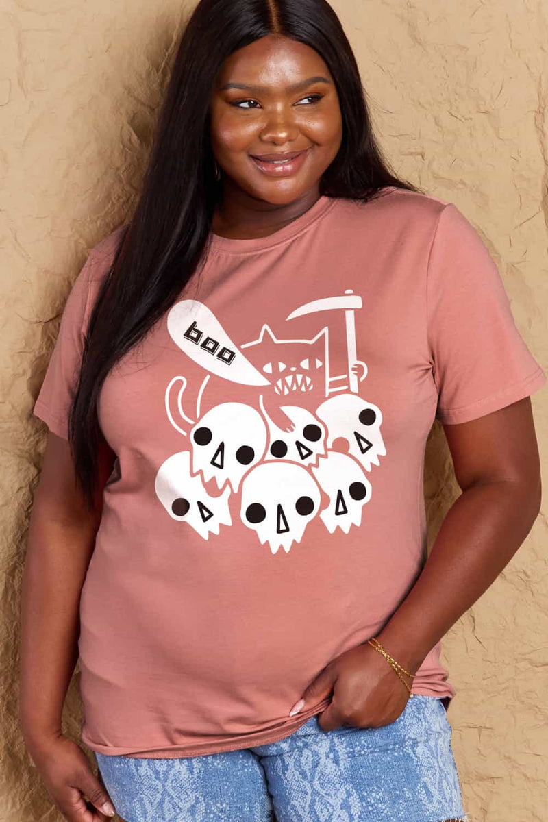 Priscilla Full Size Graphic BOO Cotton T-Shirt