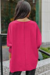 Aubriella Round Neck Dolman Sleeve Textured Blouse