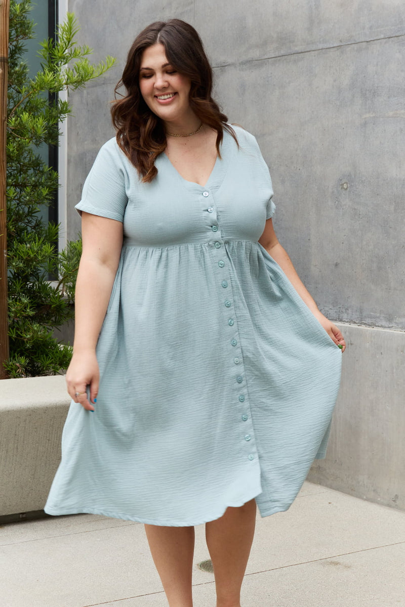 Keira Full Size Button Down Midi Dress