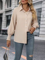 Jolene Collared Neck Long Sleeve Button-Up Blouse