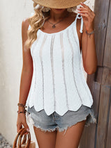 Persephone Openwork Scoop Neck Sleeveless Tank