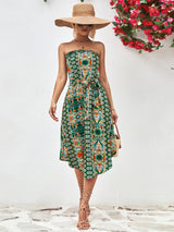 Tiana Printed Strapless Tie Belt Dress