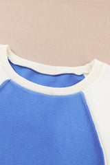 Yasmin Round Neck Dropped Shoulder Color Block Sweatshirt