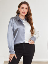 Briella Plus Size Two-Tone Long Sleeve Shirt