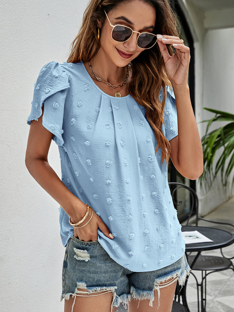 Evie Round Neck Petal Sleeve Top