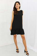 Nova Full Size Ruffle Mini Dress in Black