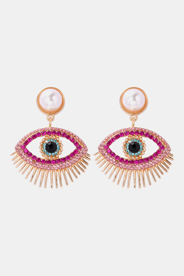 Maureen Evil Eye Shape Rhinestone Zinc Alloy Synthetic Dangle Earrings