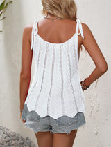 Persephone Openwork Scoop Neck Sleeveless Tank