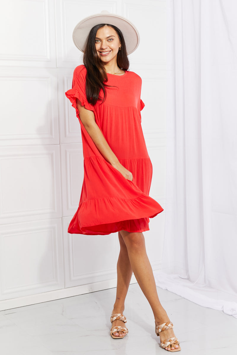 Tessa Full Size Tulip Fields Tiered Midi Dress