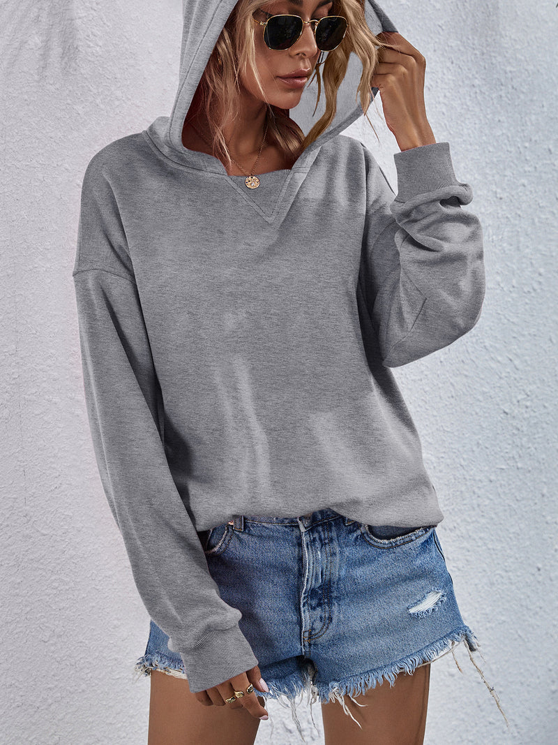 Viola Dropped Shoulder Slit Hoodie