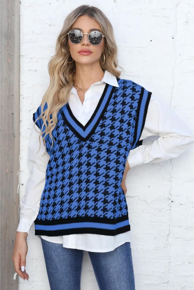 Aya Ribbed V-Neck Sleeveless Sweater