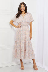 Riley Kimono Sleeve Maxi Dress in Blush Pink