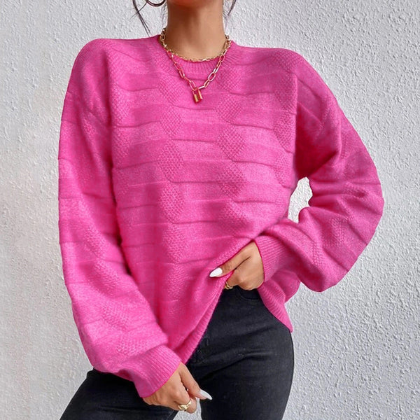 Kaiya Round Neck Dropped Shoulder Sweater