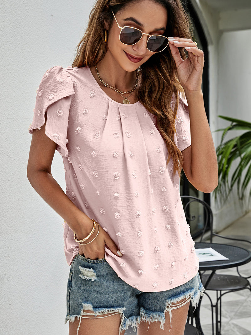 Evie Round Neck Petal Sleeve Top