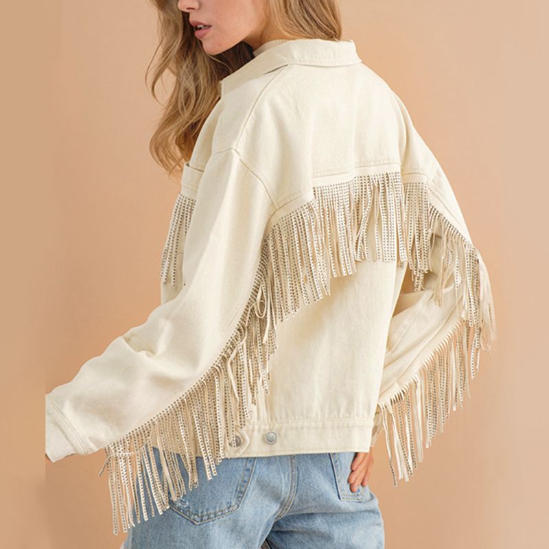 Amara Fringe Detail Dropped Shoulder Denim Jacket
