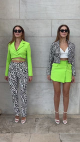 Sofia Zebra-Print Crop Blazer