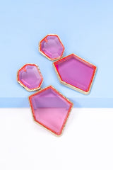 Luisa Geometrical Shape Zinc Alloy Frame Resin Dangle Earrings