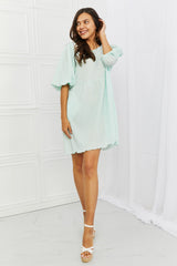 Minerva Full Size Puff Sleeve Mini Dress