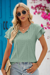 Beatrix Tie-Neck Flutter Sleeve Blouse