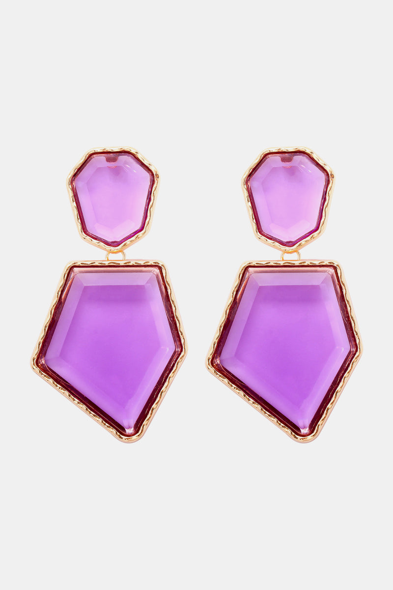 Luisa Geometrical Shape Zinc Alloy Frame Resin Dangle Earrings