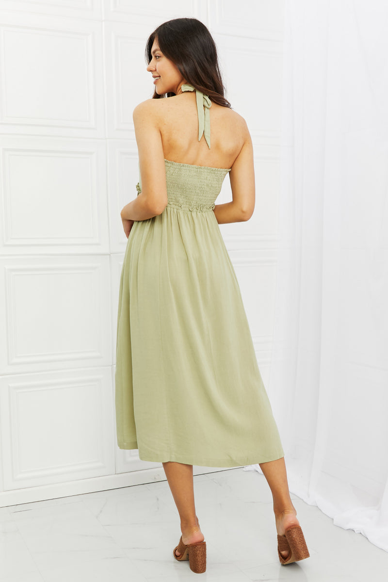Reese Soft & Dainty Midi Dress in Sage