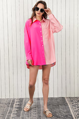 Soleil Color Block Collared Longline Shirt