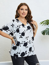 Taylor Floral V-Neck Flutter Sleeve Blouse