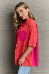 Bonnie Two-Tone Button Front Dropped Shoulder Shirt