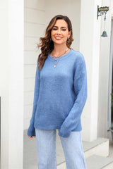 Teresa Round Neck Ribbed Long Sleeve Sweater