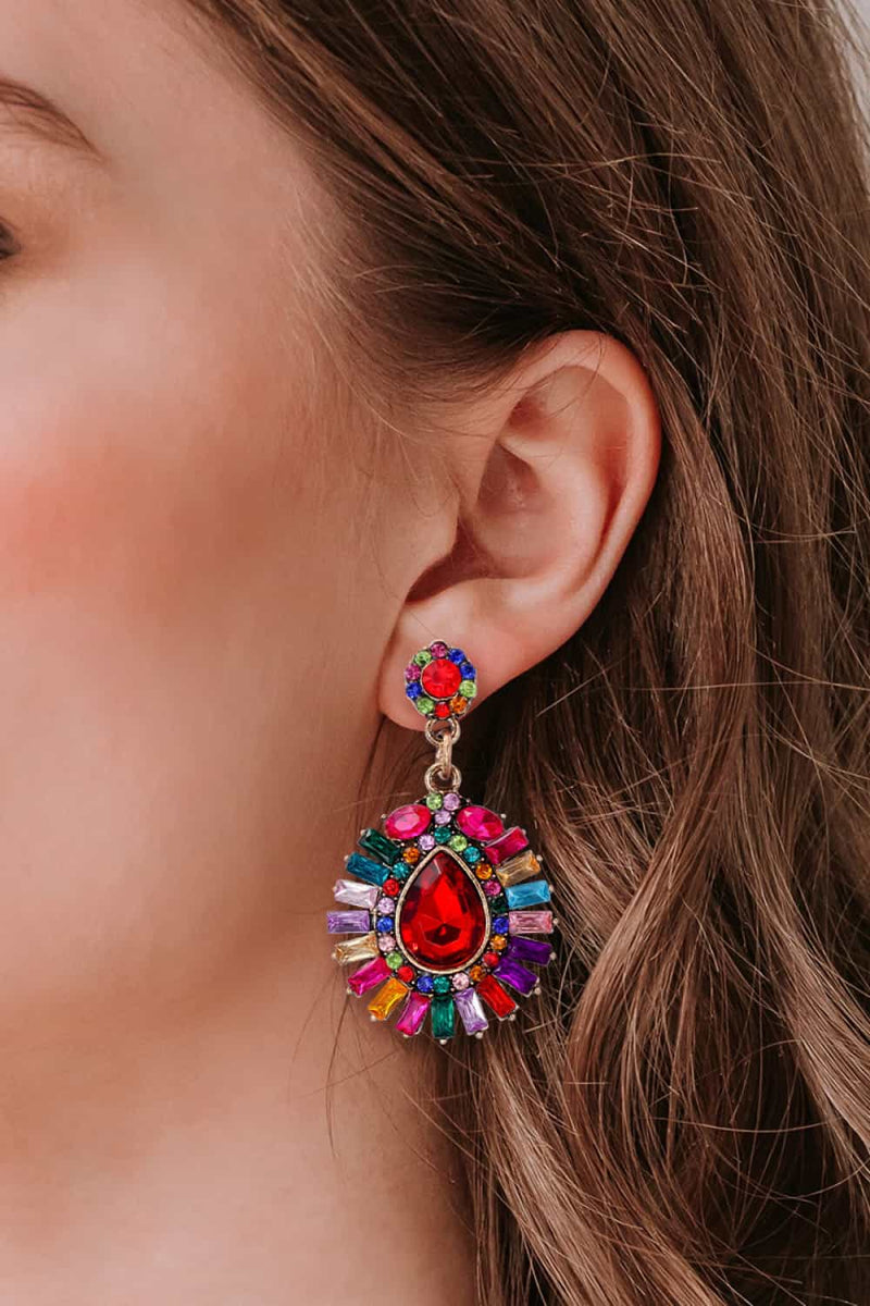 Blake Teardrop Shape Glass Stone Dangle Earrings