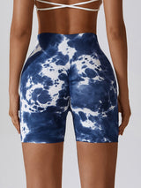 Jocelyn Tie Dye Wide Waistband Slim Fit Sports Shorts