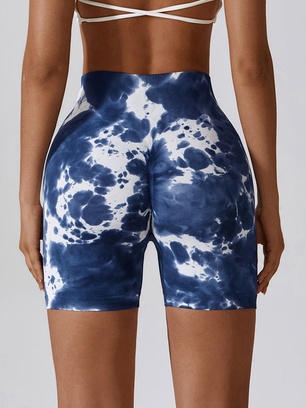 Jocelyn Tie Dye Wide Waistband Slim Fit Sports Shorts