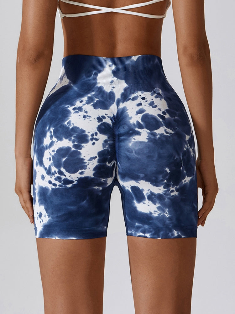 Jocelyn Tie Dye Wide Waistband Slim Fit Sports Shorts