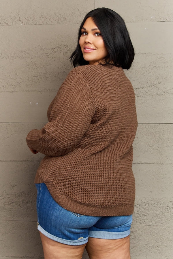 Kimber Plus Size High Low Waffle Knit Sweater