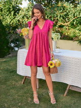 Candace V-Neck Flutter Sleeve Dress