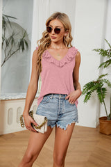 Lacey Ruffle V-Neck Tank Top
