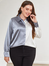 Briella Plus Size Two-Tone Long Sleeve Shirt